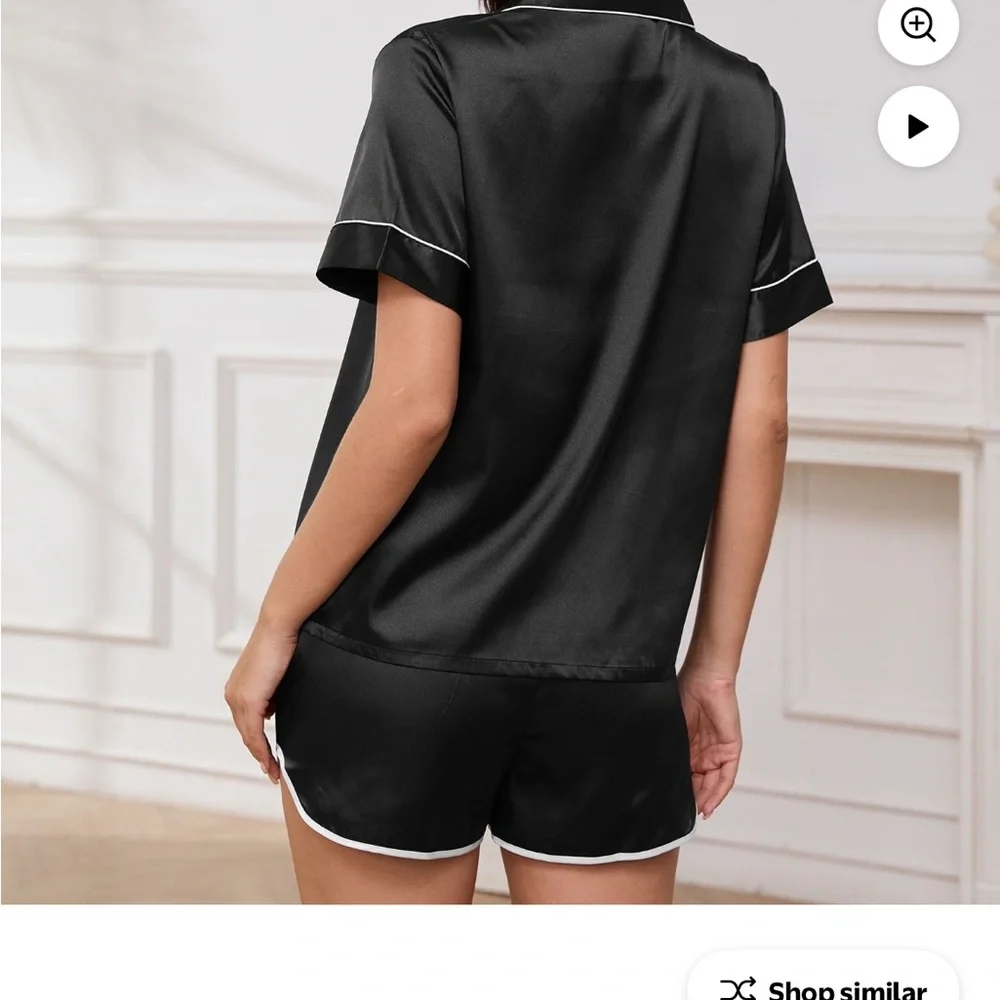 Elegant Black Satin Women's Pajama Set